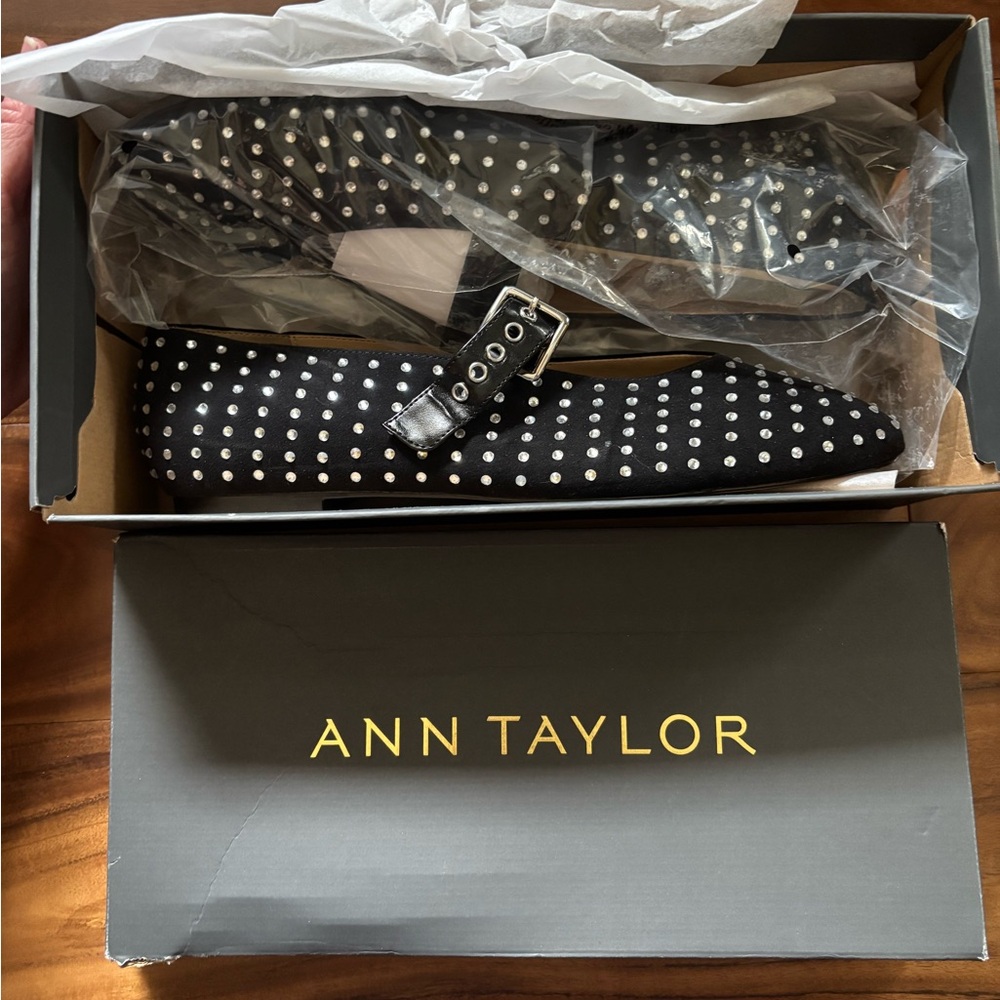 Ann Taylor Black Studded Flats